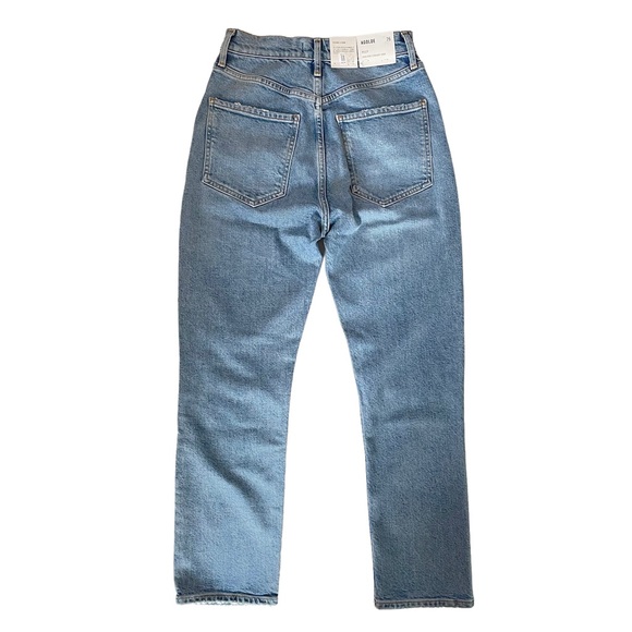 Agolde Riley High-Rise Distressed Straight Crop Jeans Stretch Button Fly NWT - Picture 6 of 16